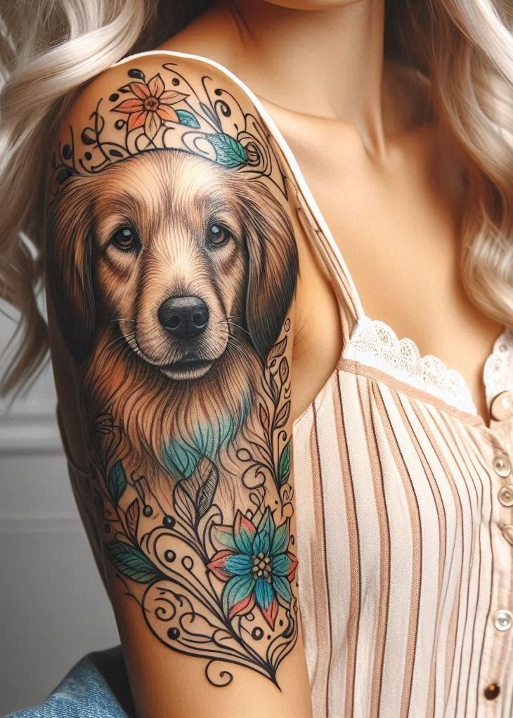 Furever Faithful: 70+ Dog Tattoos That Are Woof-Worthy! | Pocoko Pawsitively adorable! These dog tattoos for girls will make your heart and ink skip a beat.