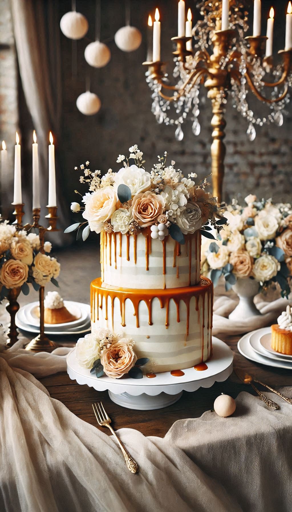 Bring the essence of rustic elegance to your wedding with a drip cake. Topped with caramel or chocolate drizzle, it's simply irresistible!