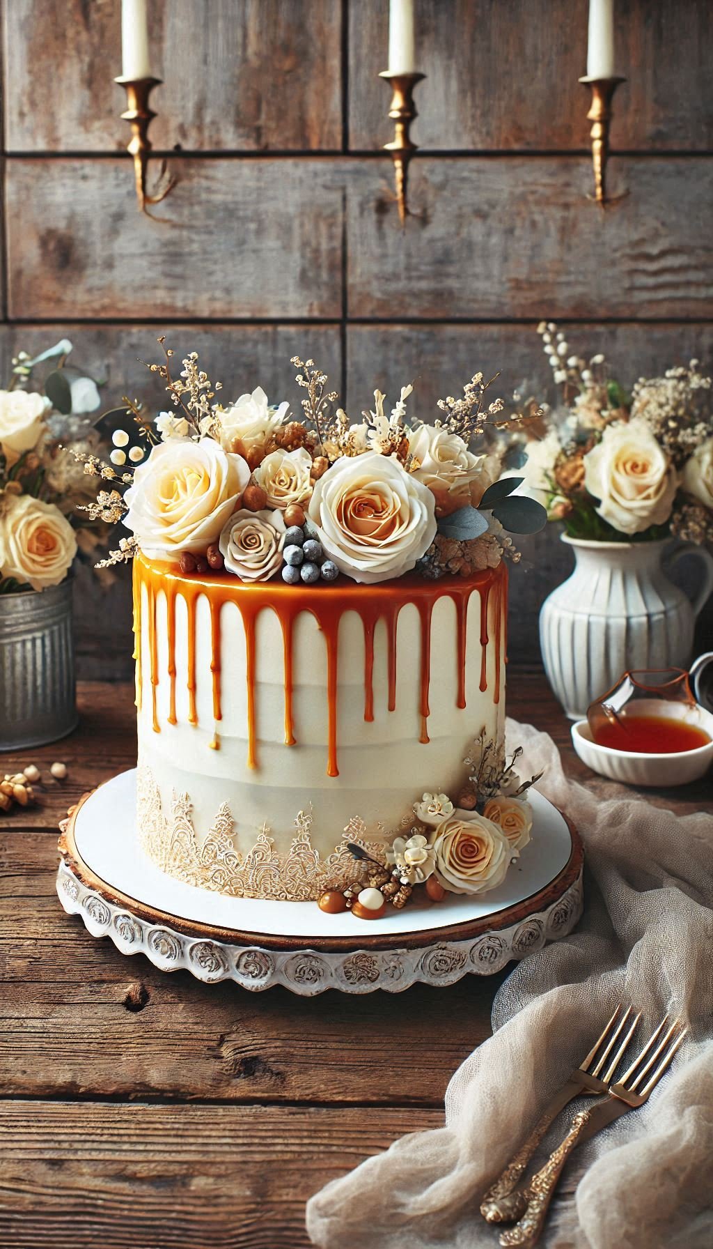 Love at first bite! These rustic drip cakes with caramel or chocolate drizzle are as dreamy as your wedding day itself.