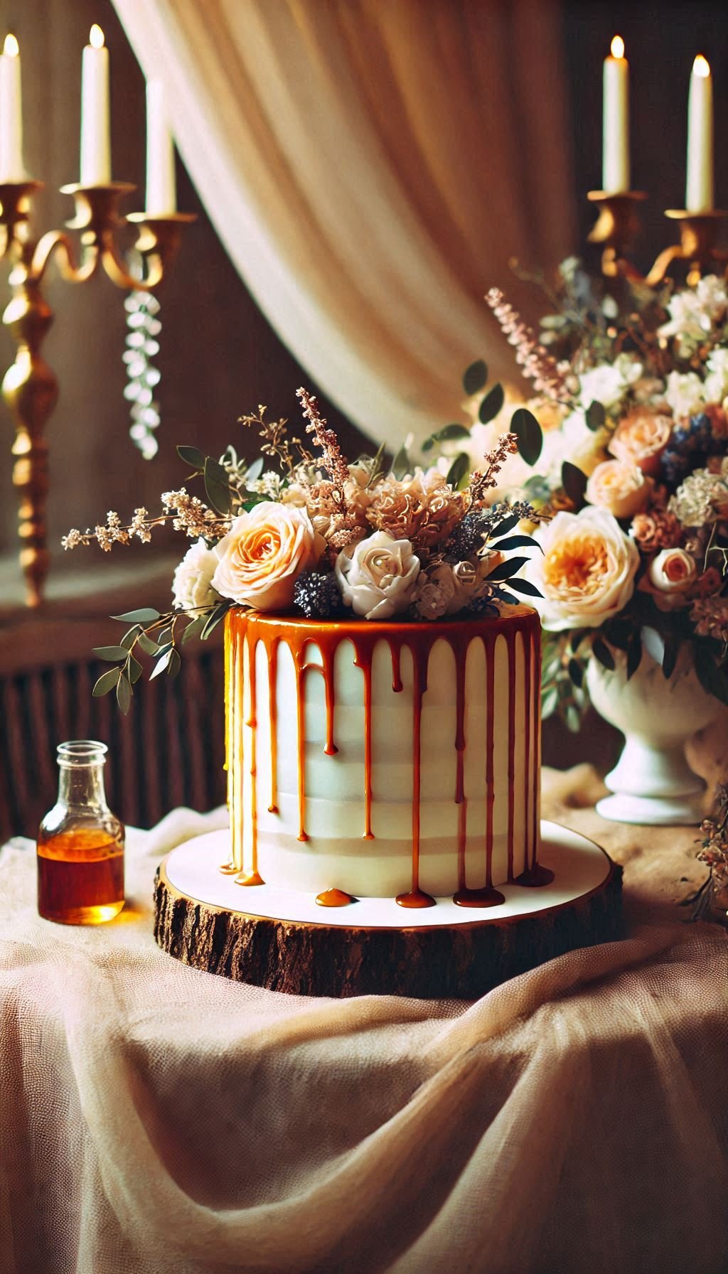 Dreaming of rustic charm with a sweet twist? These drip cakes, adorned with caramel or chocolate drizzle, are your wedding day showstoppers!
