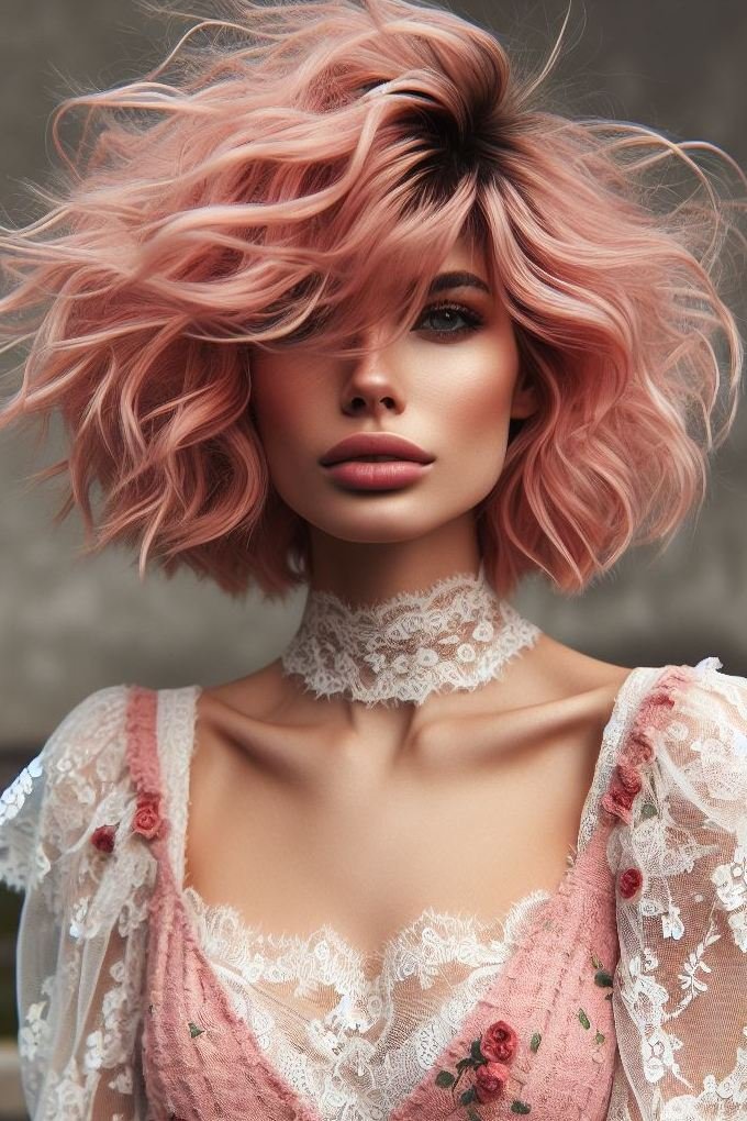 Embrace the soft charm of dusty pink hair! This romantic shade is perfect for those who love a subtle yet stylish pop of color.