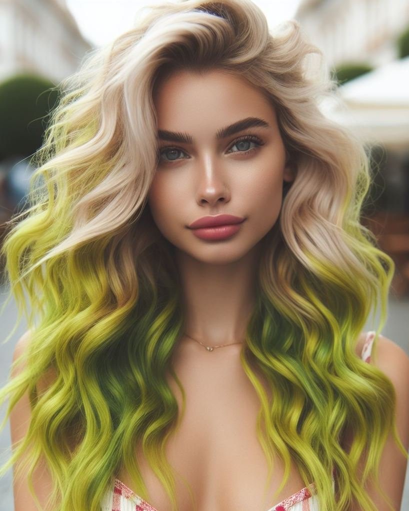 Turn up the brightness with lemon green hair! This lively color is ideal for adding a pop of freshness to your look.