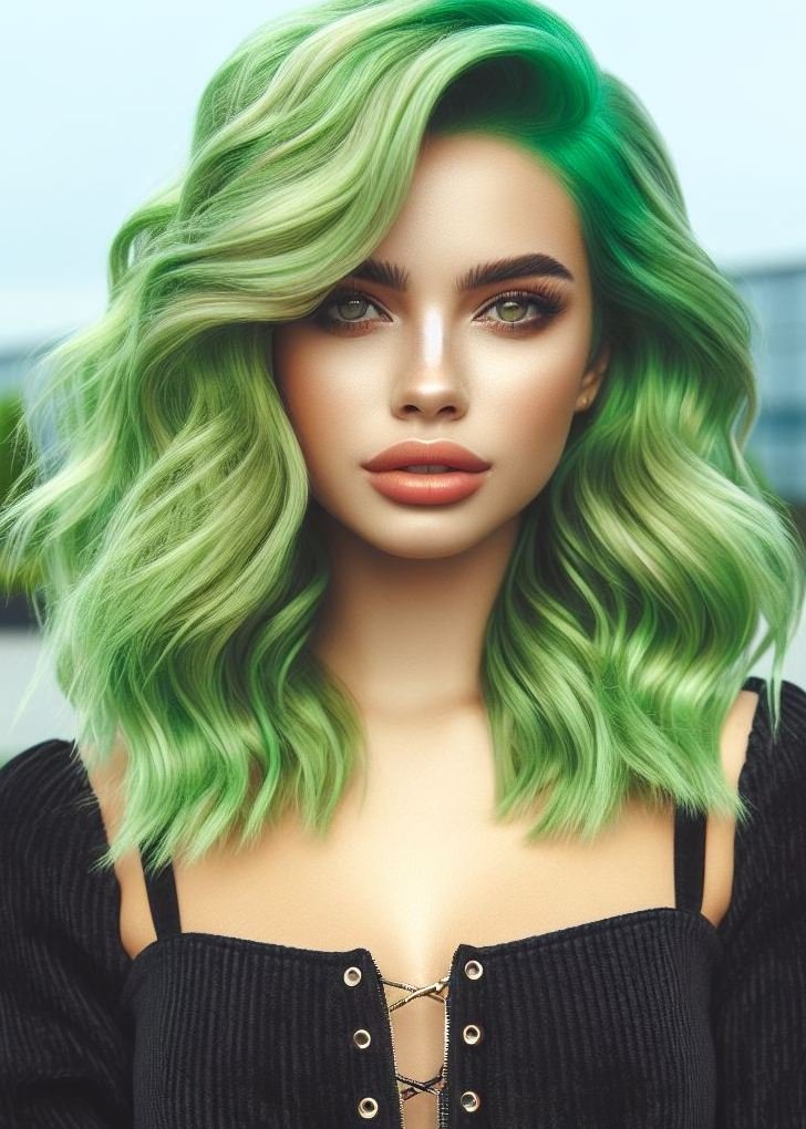 Add a touch of zest to your locks with lemon green hair! This eye-catching shade is perfect for those who love to be bold and playful.