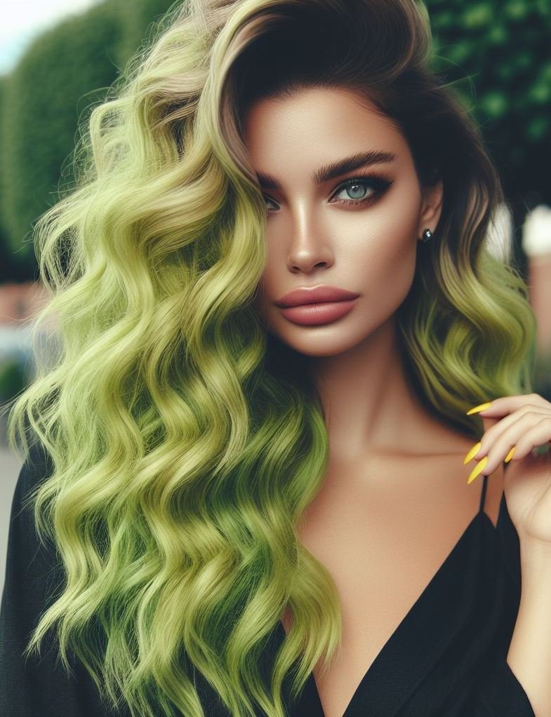 Lemon green hair: a bold and refreshing choice for anyone looking to make a statement. Get ready to shine with this zesty hue! Hair Color Inspirations