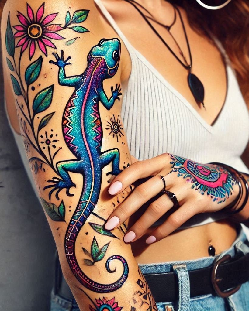 Embrace your inner chameleon with a lizard-themed tattoo. These designs are perfect for showing off your adaptable and adventurous spirit!