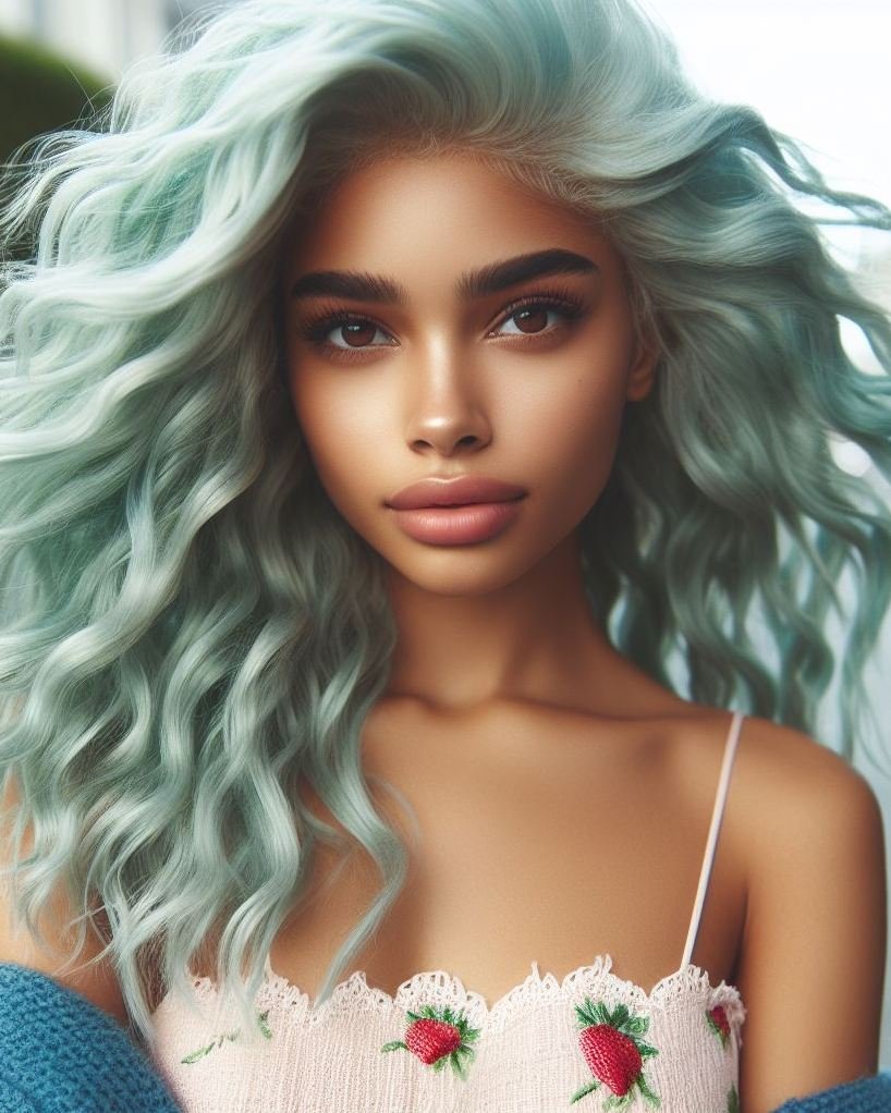 Turn heads with mint hair! This vibrant yet soft hue is perfect for those who want a unique and playful look.