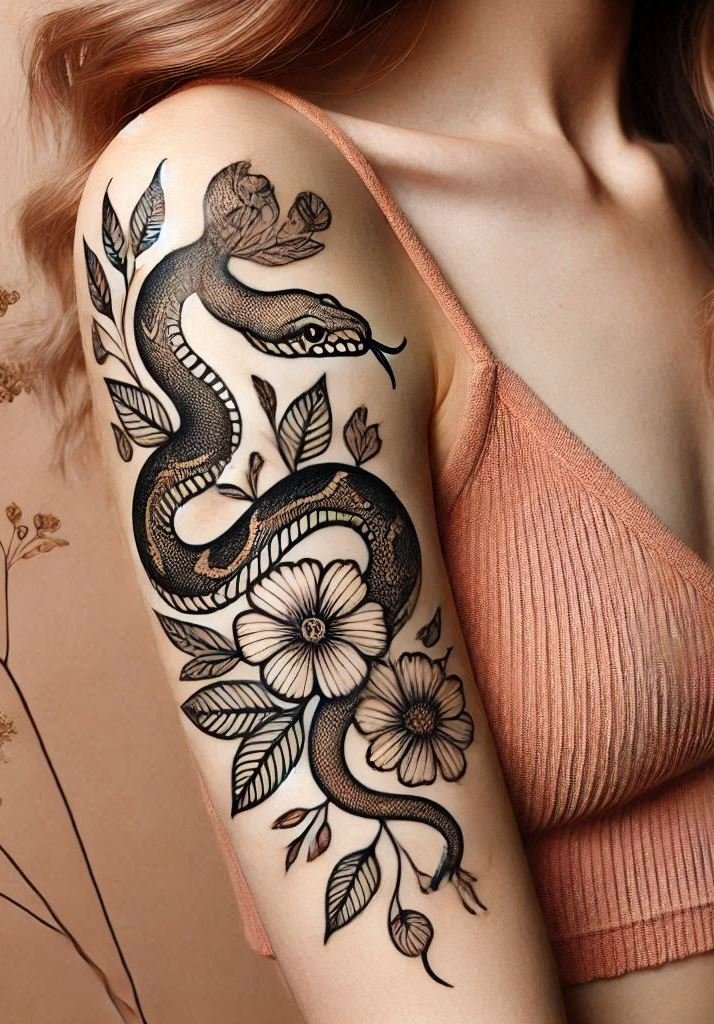 Slither into style with a snake tattoo. Perfect for showing off your edgy, fearless side!