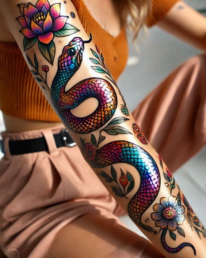 Transform your skin with a snake tattoo. Perfect for those who love a bit of mystery and a whole lot of style!