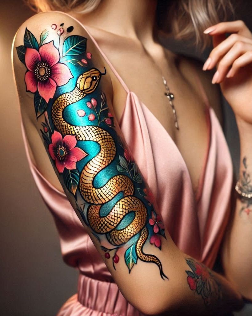 Snake tattoos: the ultimate symbol of transformation and rebirth. Show off your new beginning with stunning ink!