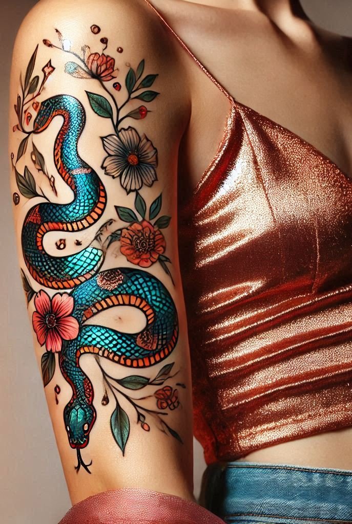 Snake tattoos are all about power and elegance. Perfect for those looking to add a touch of wild beauty to their ink!