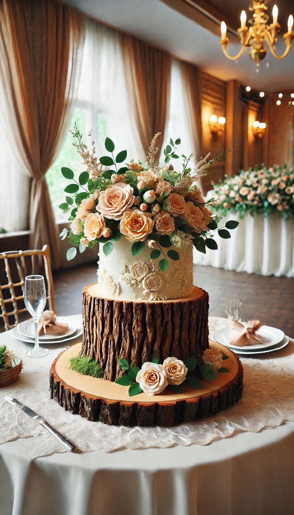 From bark to bite, this tree stump cake is the epitome of rustic wedding charm. Who knew frosting could look so real?