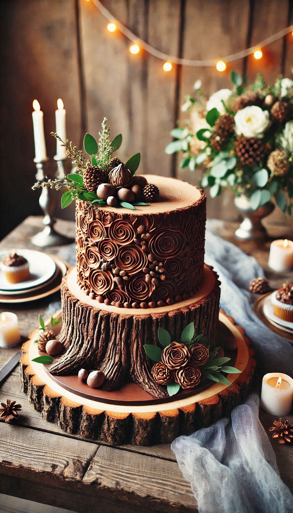 Woodland wonder meets wedding bliss with this tree stump cake. It’s the rustic wedding cake that’s sure to steal the show.
