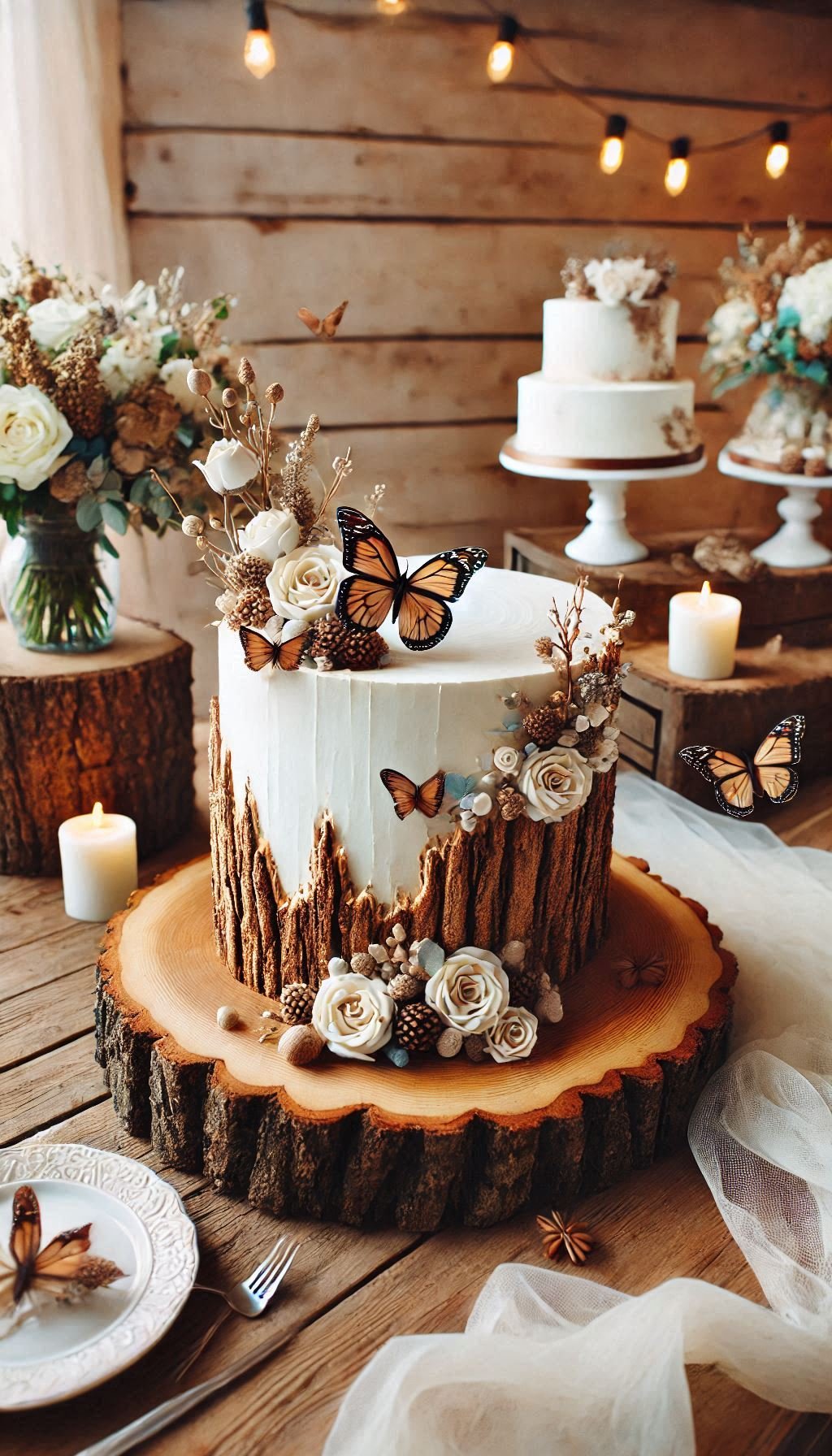 This tree stump cake with bark-textured frosting is the fairy tale ending to your woodland-themed wedding. So enchanting, you might not want to slice it!
