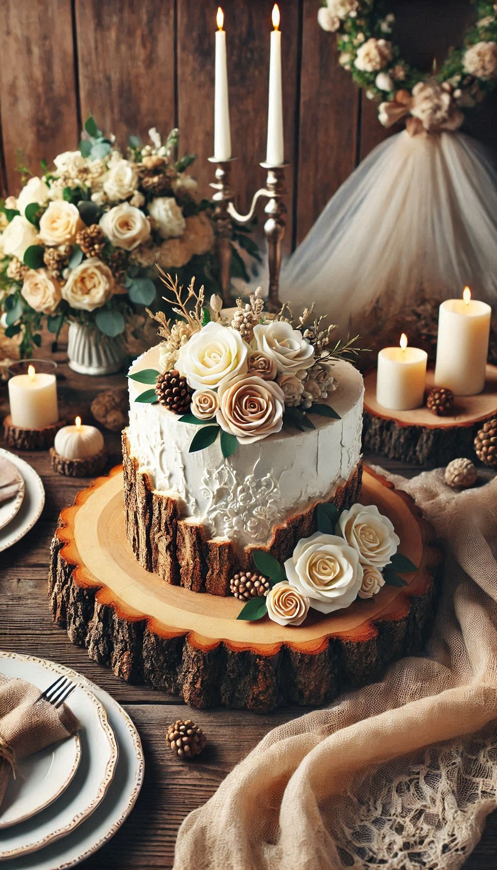 Add a touch of woodland magic to your special day with a tree stump cake! It's a rustic wedding cake straight from the forest.