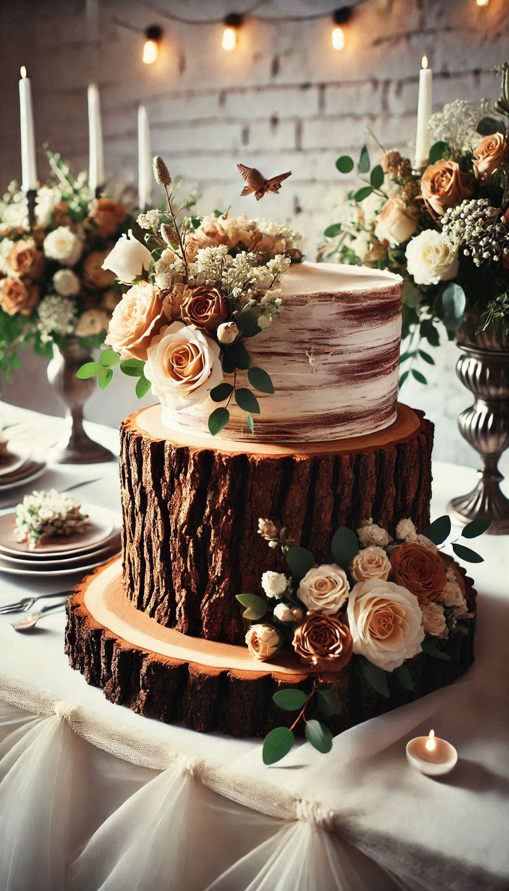 Bark-textured frosting never looked so good! Celebrate your rustic wedding with a tree stump cake that's both whimsical and delicious.