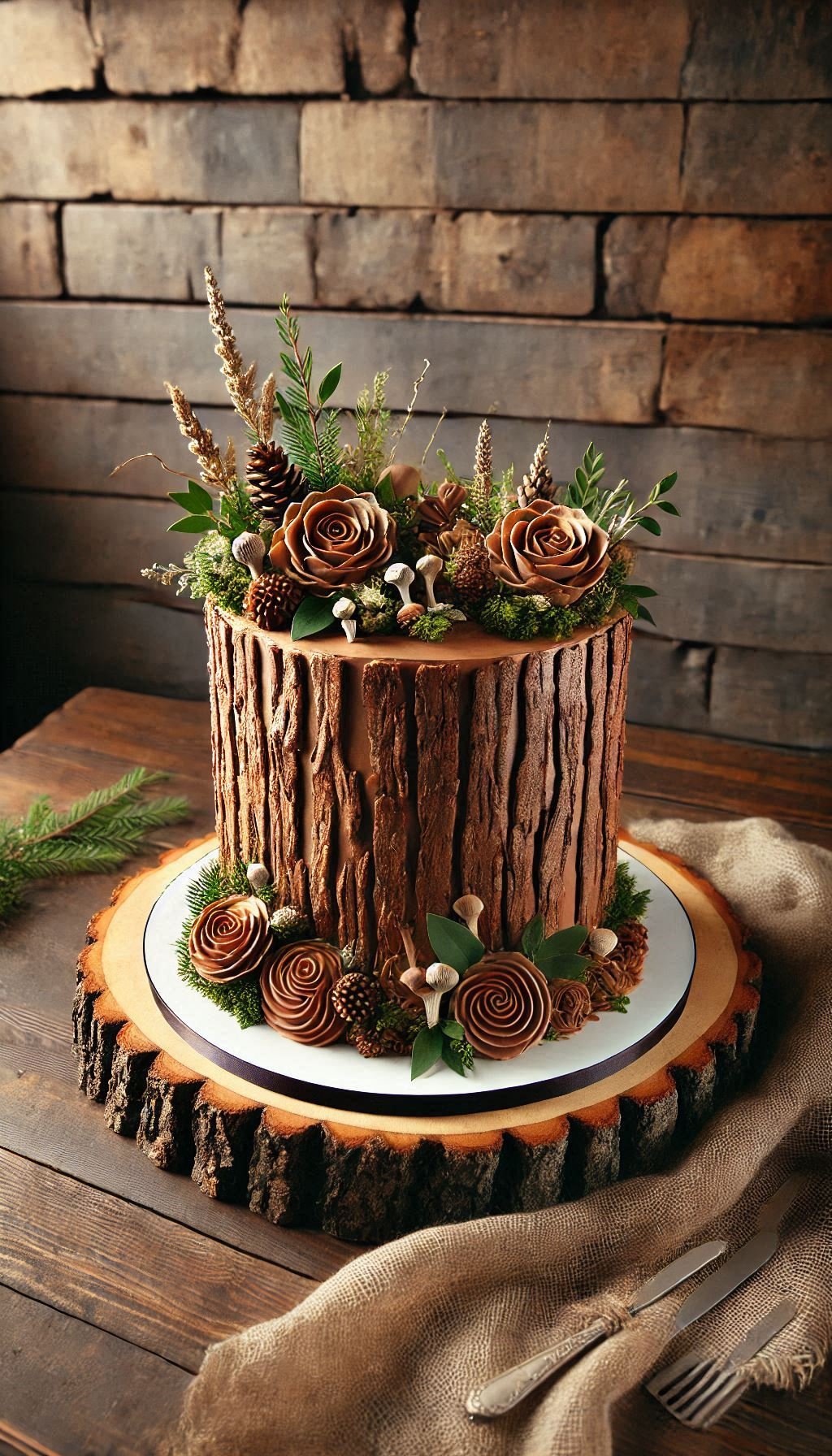 Bring the forest to your wedding with a tree stump cake! It's a sweet way to say "I wood marry you all over again."