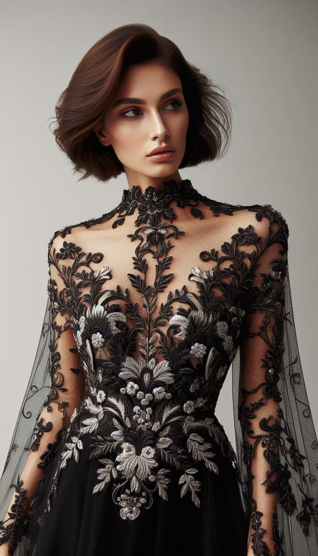 105 Enchanting Floral Lace Embroidered Dress Ideas | Pocoko Make a lasting impression with this black and silver floral lace embroidered dress. The perfect blend of classic and contemporary, it's a must-have for any fashionista.