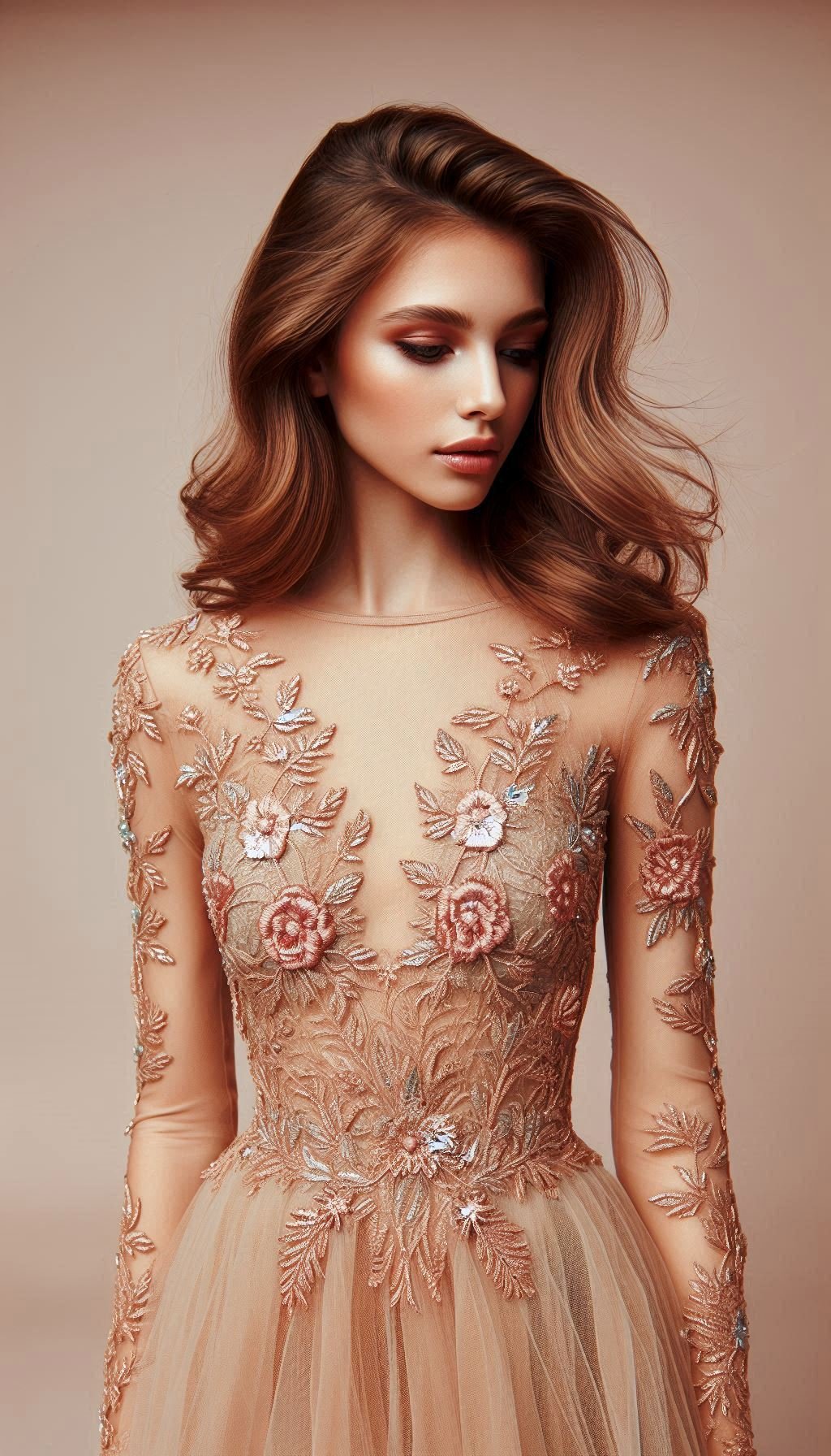 105 Enchanting Floral Lace Embroidered Dress Ideas | Pocoko Step out in style with this peach floral lace embroidered dress. A stunning choice for anyone who loves a touch of elegance and femininity.