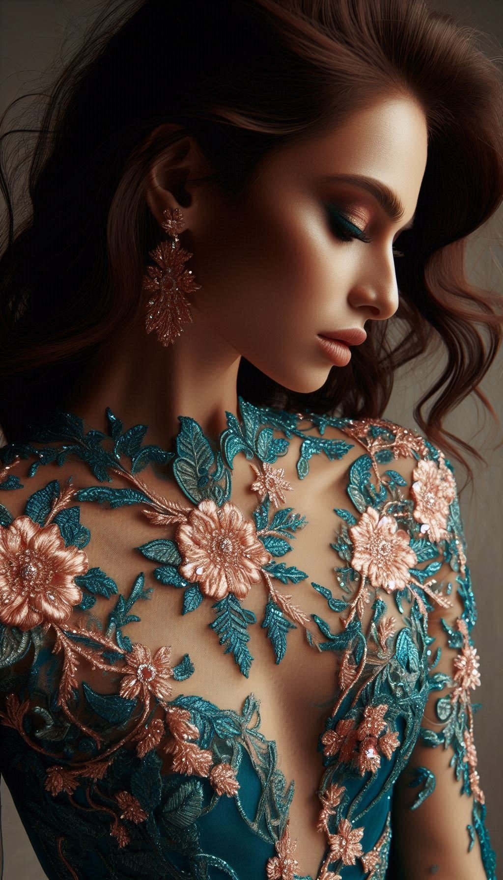 105 Enchanting Floral Lace Embroidered Dress Ideas | Pocoko Teal with pink flowers? Yes, please! This floral lace embroidered dress is the ultimate mix of elegance and playful charm.