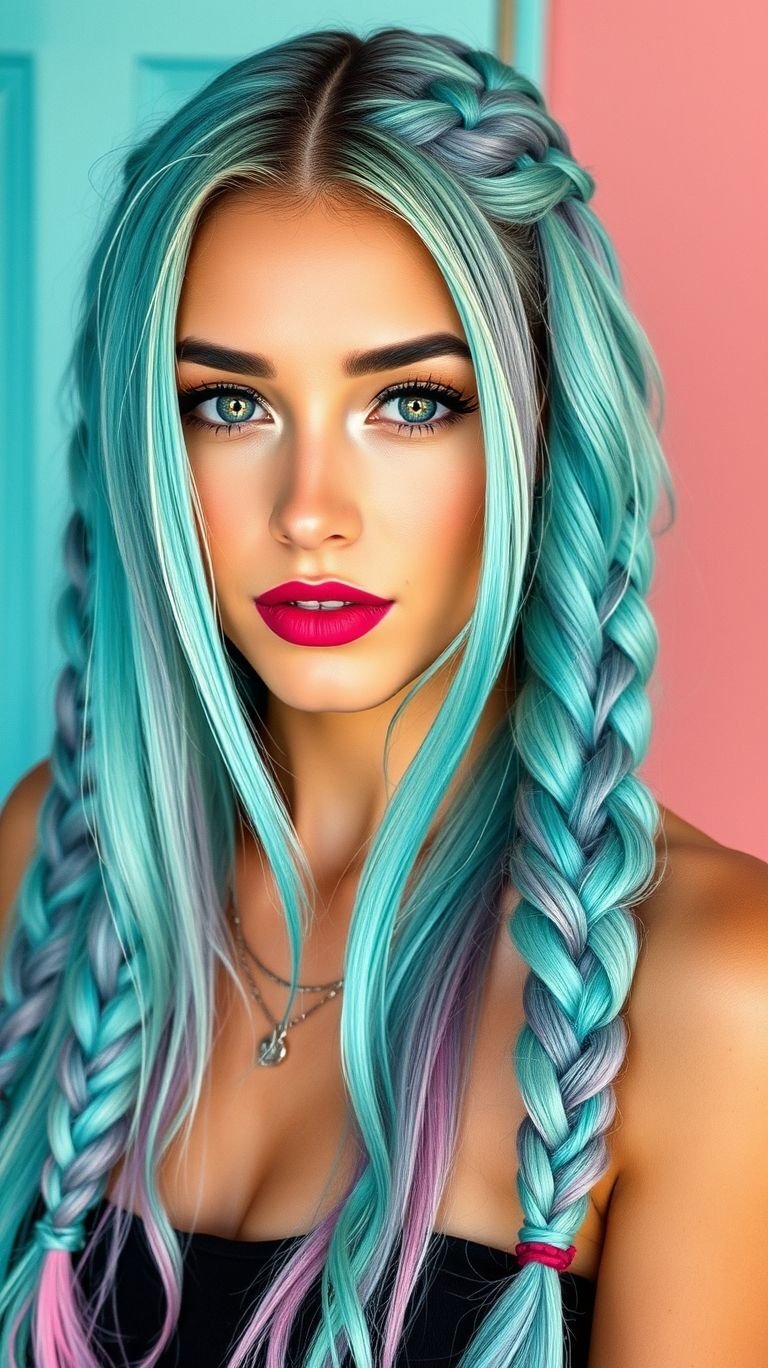 Why settle for ordinary when aqua-colored braids bring oceanic magic to your hair? Stand out with a look that’s all your own.