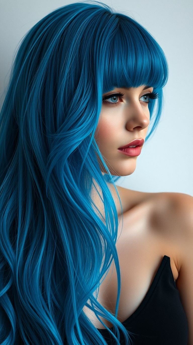 Hair Color Inspirations: 100+ Daring Must-Have Shades That Shine | Pocoko Dive into the ocean of style with stunning blue long hair! Whether it's icy or deep sapphire, this look is all about making waves.