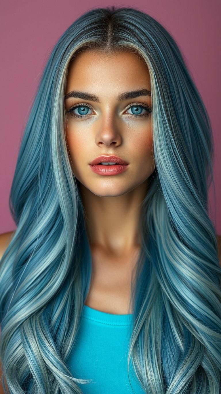 Hair Color Inspirations: 100+ Daring Must-Have Shades That Shine | Pocoko Let your hair tell a story with shades of breathtaking blue! Long locks that turn every day into a fashion statement.