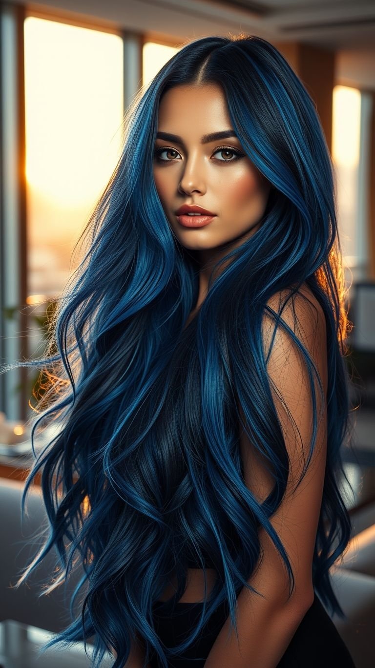 Hair Color Inspirations: 100+ Daring Must-Have Shades That Shine | Pocoko Dive into vibrant hair goals with long locks in dazzling blue shades. A look that’s as bold as your personality!