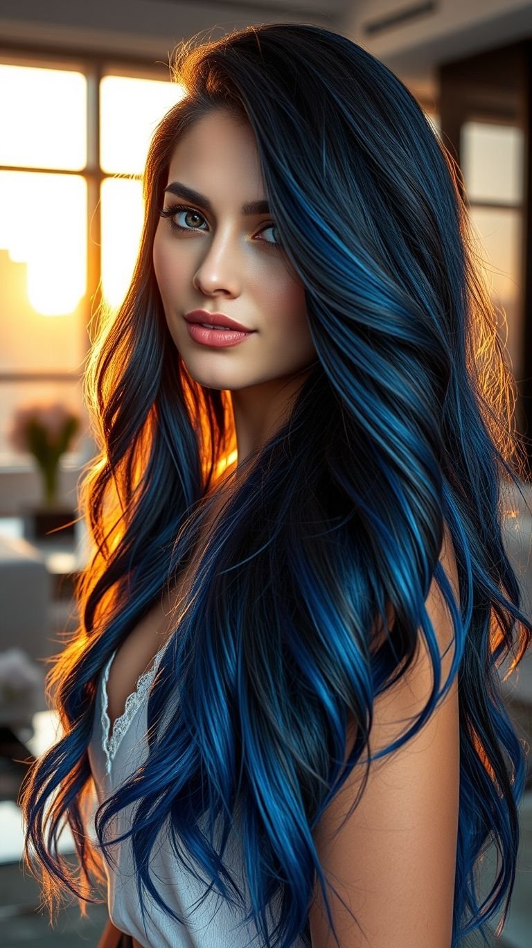 Hair Color Inspirations: 100+ Daring Must-Have Shades That Shine | Pocoko From midnight blue to icy tones, long blue hair is a style that screams confidence. Dive in and make the color yours!
