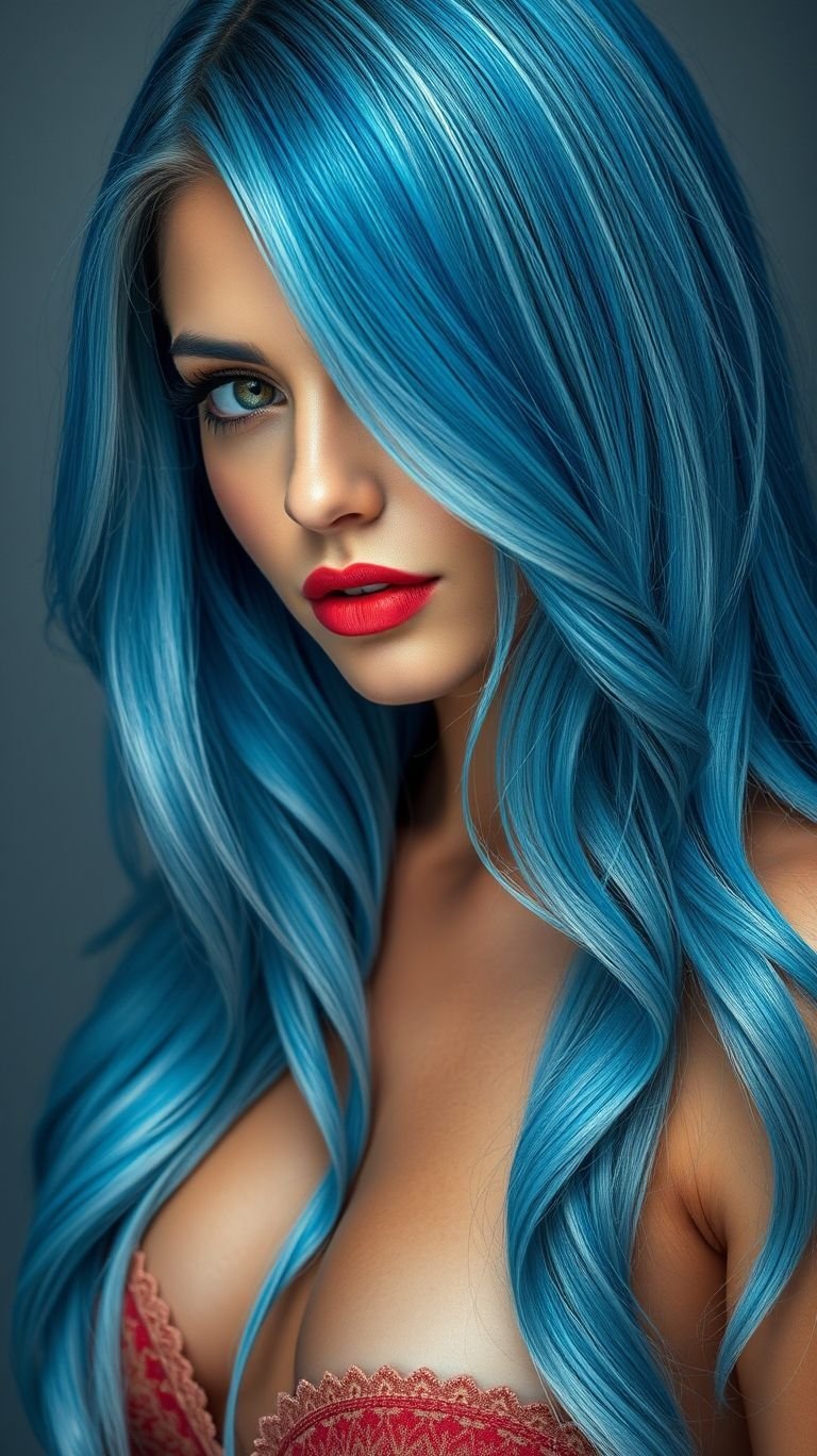 Hair Color Inspirations: 100+ Daring Must-Have Shades That Shine | Pocoko Get ready to make waves with bold blue long hair! A striking look that’s perfect for trendsetters and fashion lovers alike.