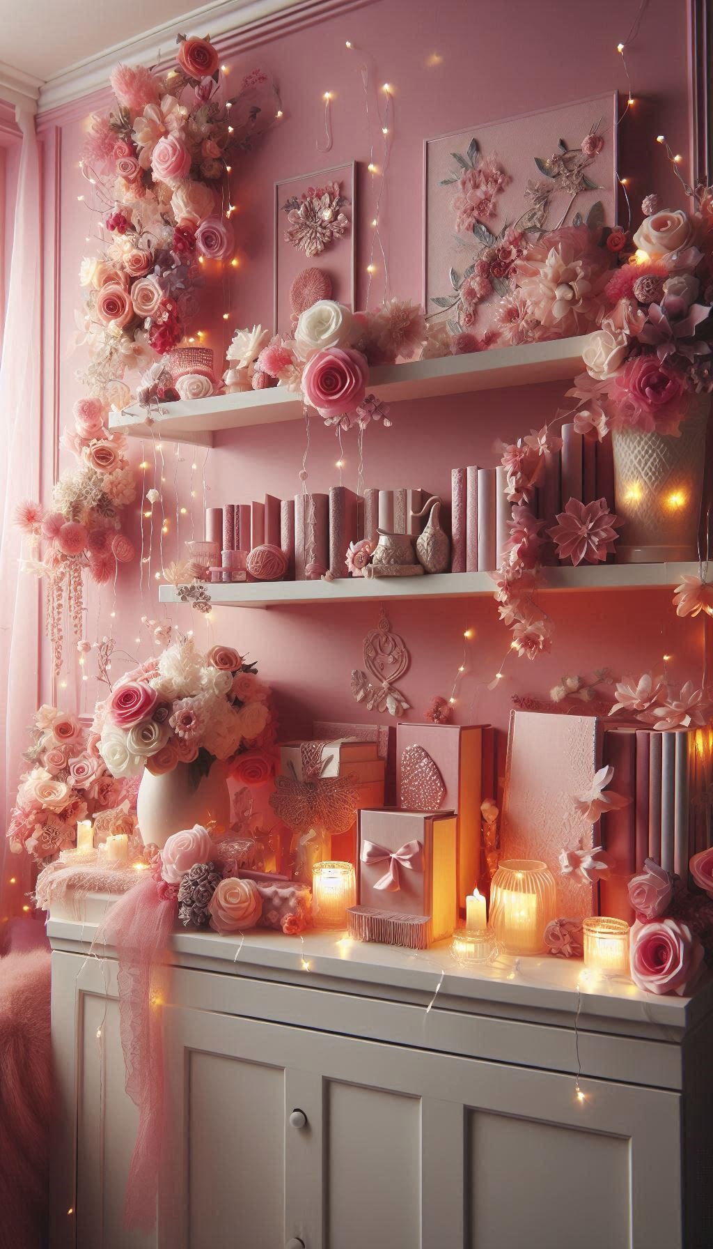 Give your bookshelf a makeover with a pink aesthetic that’s both cozy and chic! Whether it's soft pink bookends or a splash of pastel on your shelves, turn your reading nook into a dreamy space that’s as fun as the books you read.