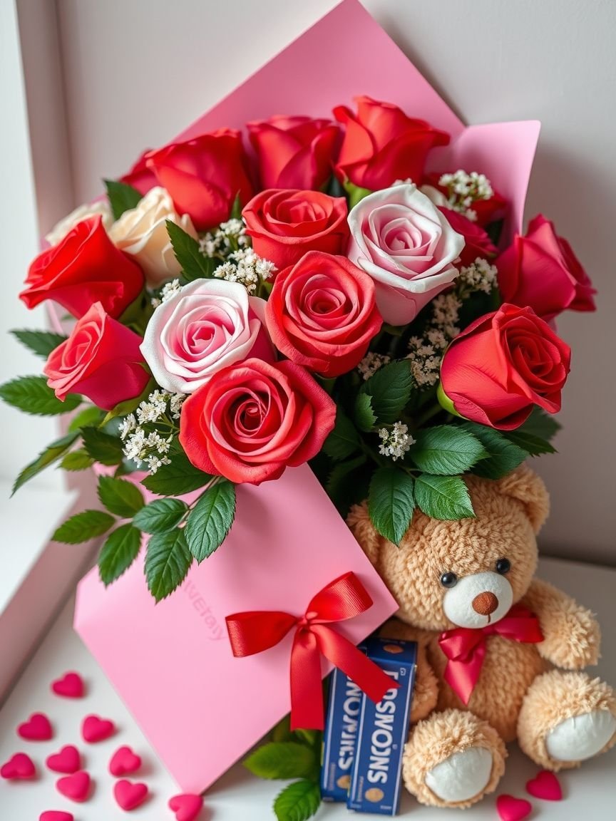 A rose bouquet with a pink aesthetic is like love in bloom! Soft pink petals and lush greenery bring a dreamy vibe to any room, making it the perfect way to add a pop of elegance and a touch of romance to your space.