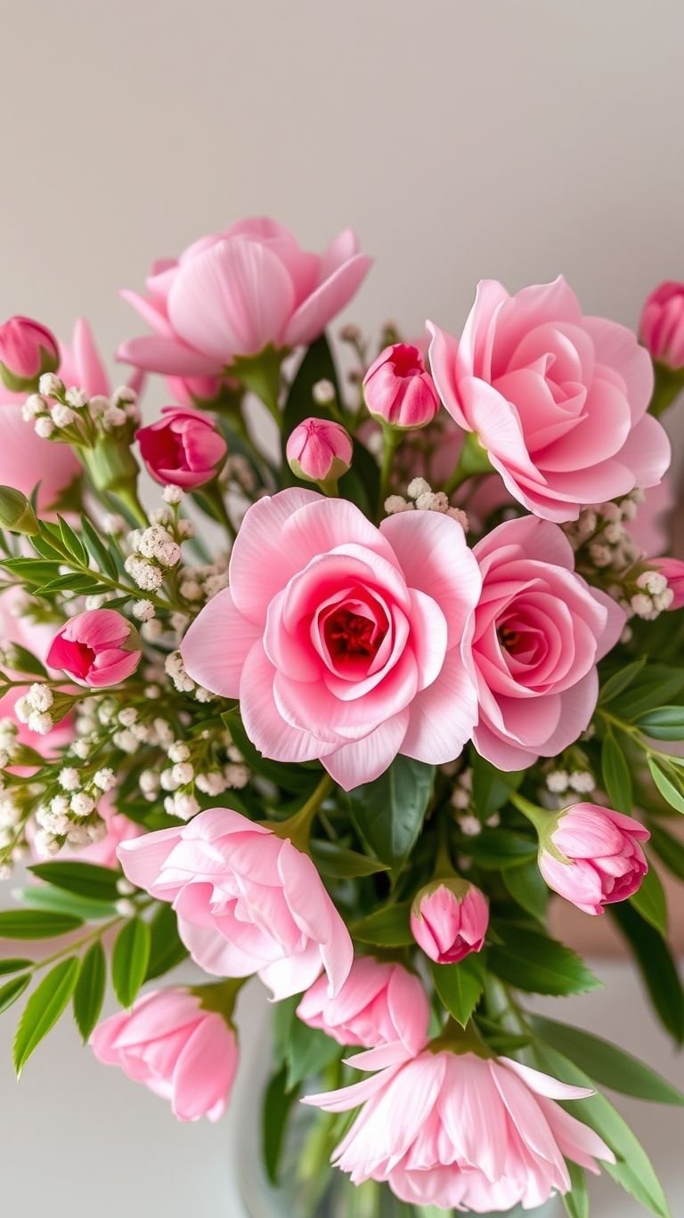 Who needs a fancy occasion when you can have a stunning rose bouquet in soft pink shades every day? This delicate floral arrangement adds just the right amount of charm, turning any room into a cozy, whimsical haven.