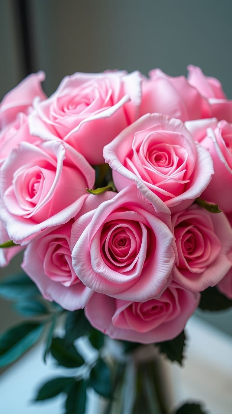 A pink rose bouquet is the perfect blend of delicate beauty and bold vibes. Whether for a cozy corner or as a centerpiece, these roses effortlessly add a touch of class, turning your space into a serene, floral wonderland.