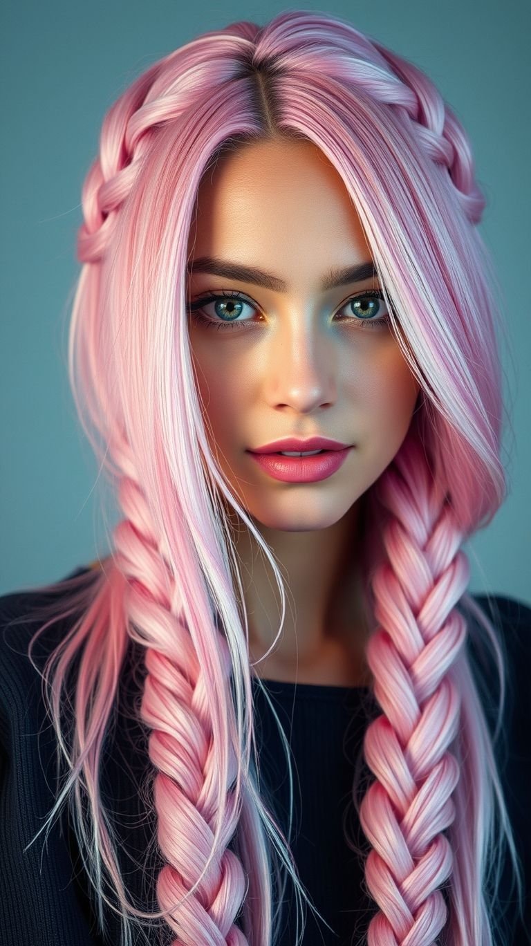 Bubblegum pink braids are the ultimate style statement! Perfect for those who love their hair as bold and fun as they are.