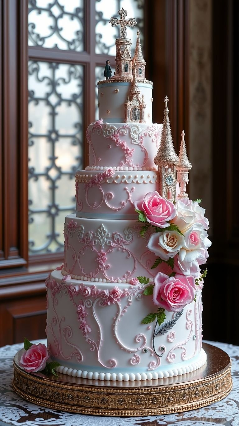 Ditch the traditional tiered cake for a castle-styled wedding cake! It’s a sweet escape to your fairytale ending.