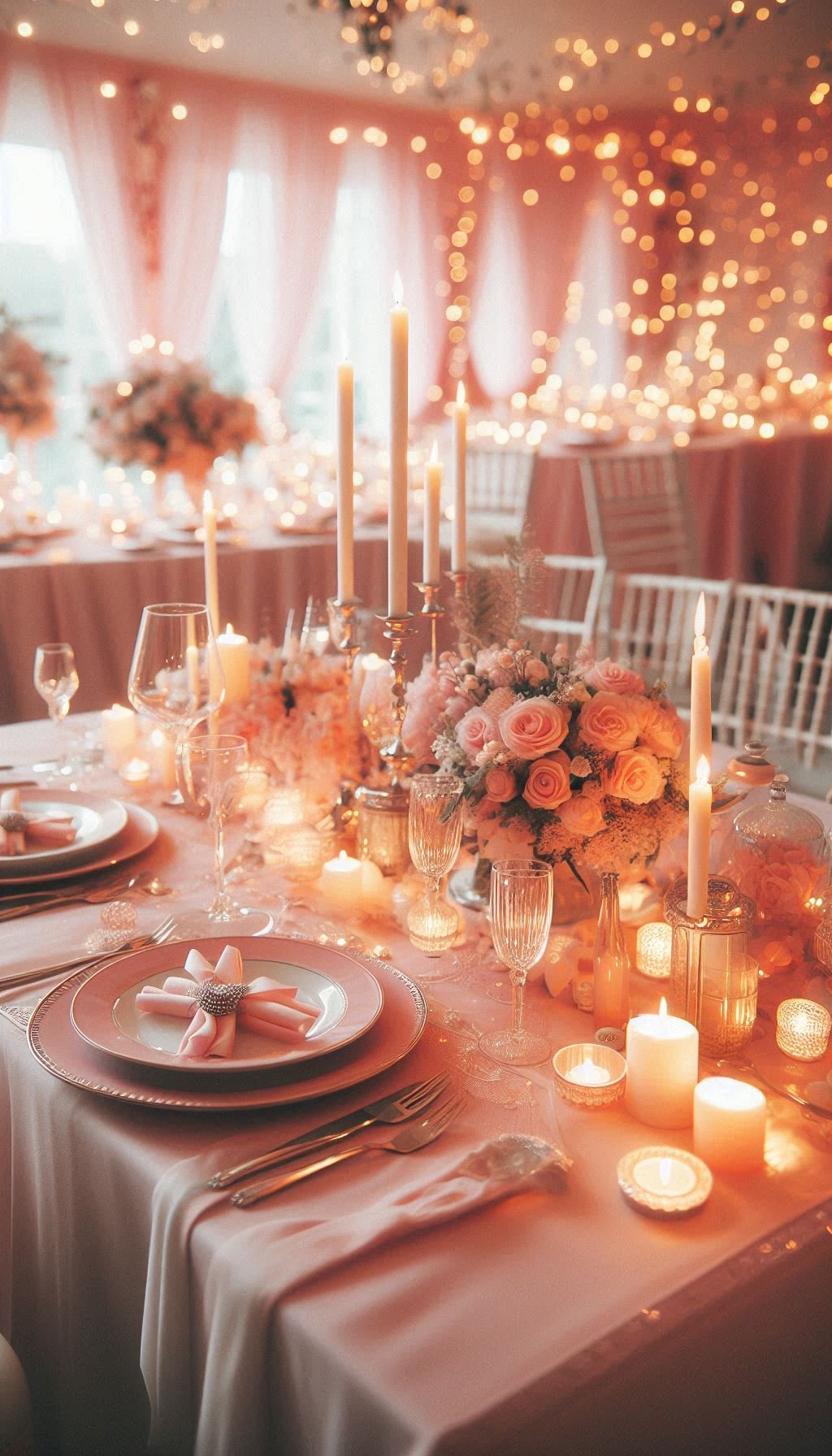 Set the scene for a fabulous dinner with a soft pink aesthetic. Think blush napkins, pastel glassware, and a touch of floral magic that’ll make everyone at your table feel a little extra special.