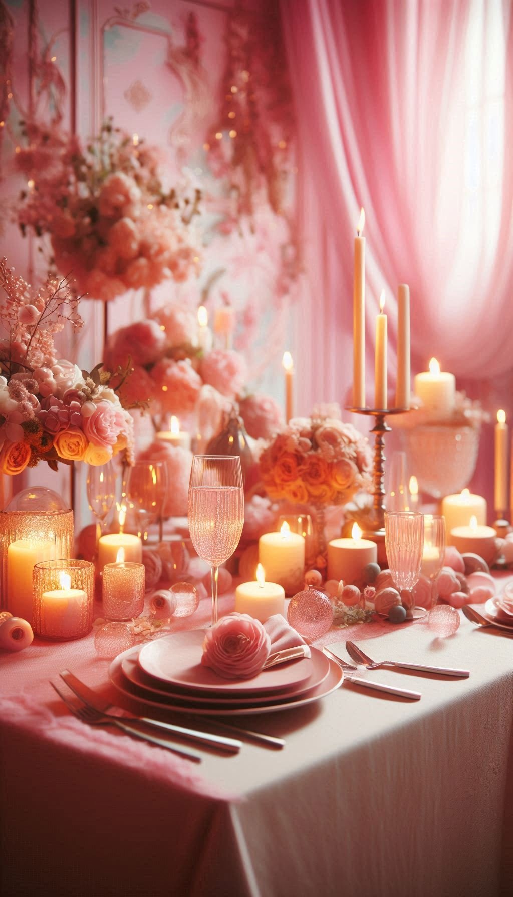 Make every meal feel like a celebration with a pink-themed dinner table. Whether it's soft blush tones or elegant gold accents, this setup is perfect for creating a cozy, stylish atmosphere that’s as delicious as the food.