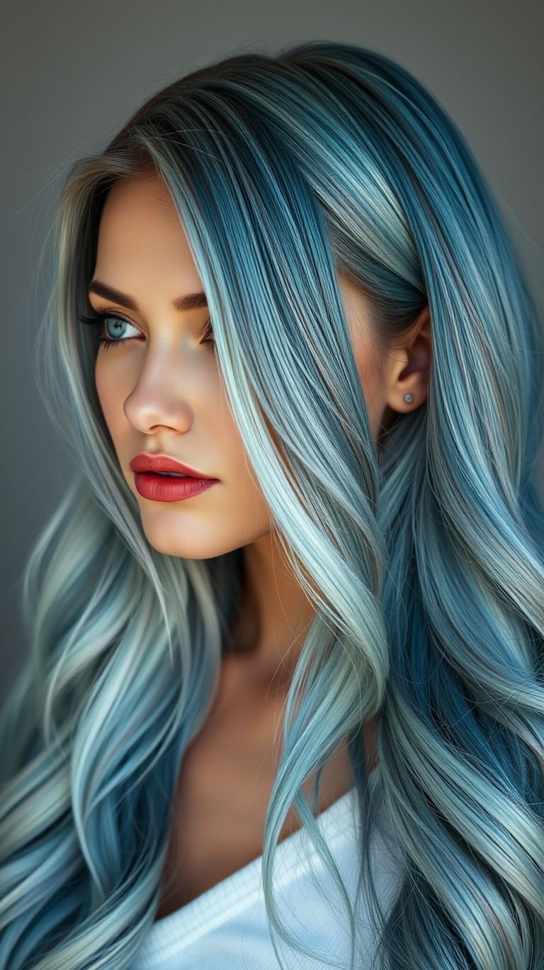 Hair Color Inspirations: 100+ Daring Must-Have Shades That Shine | Pocoko Dive into bold beauty with electric blue ombre long hair! A vibrant gradient that takes your style from edgy to dazzling in a single look.