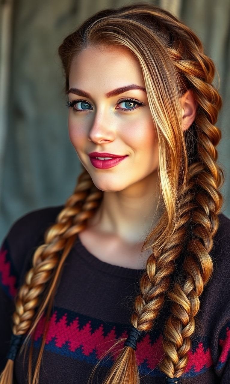 Let your locks shine with golden brown braids! Perfect for adding a touch of sophistication and natural beauty to any outfit.