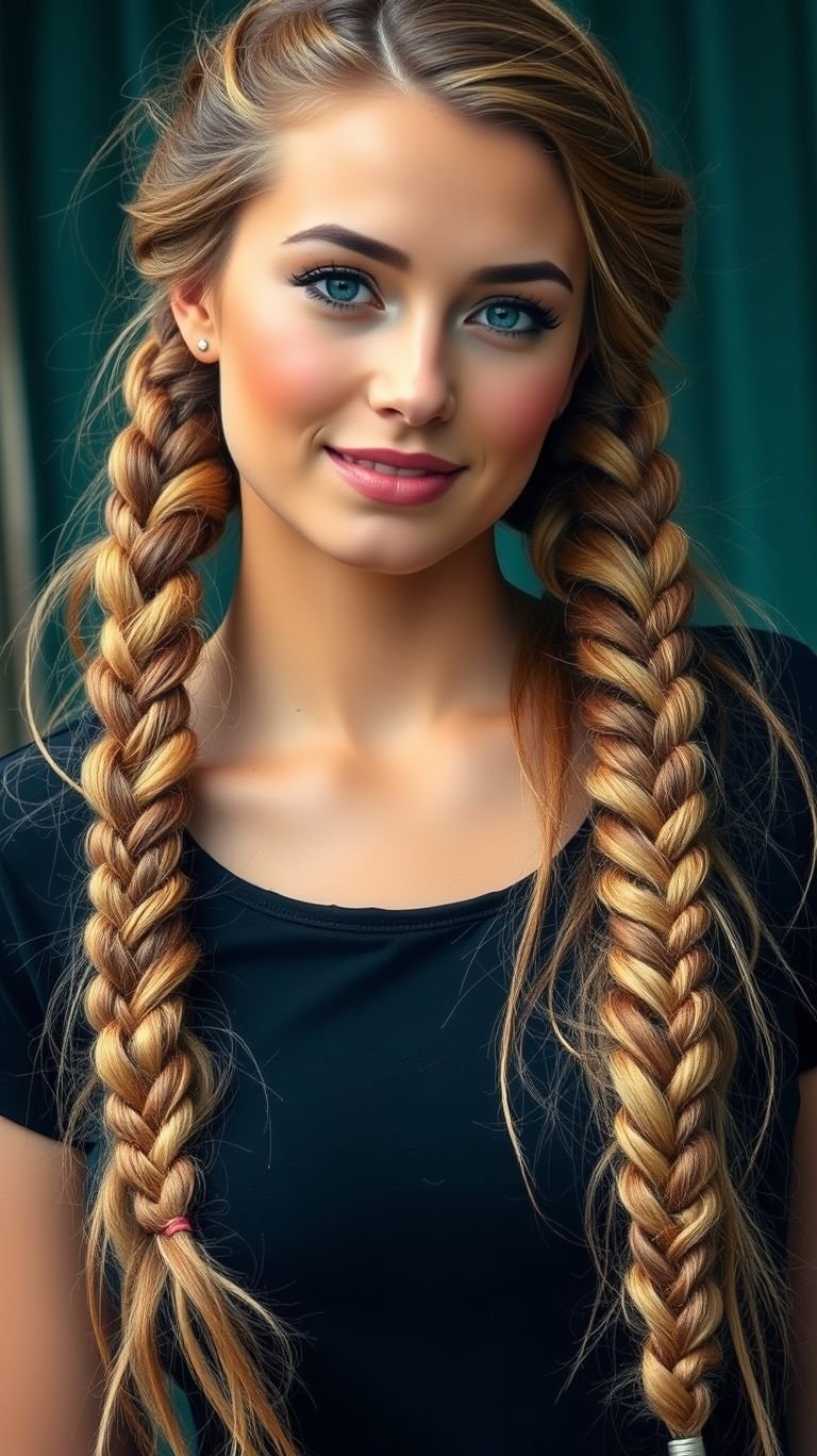 Turn up the charm with golden brown braids! A subtle yet striking choice for hairstyles that shine in any season.