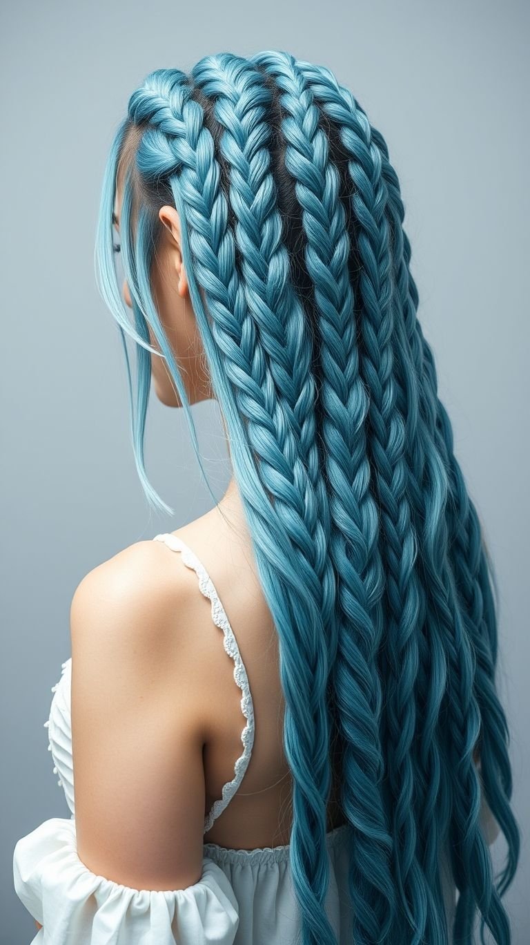 Frosty flair, anyone? Ice blue braids deliver a cool yet radiant look that’s as refreshing as it is bold!