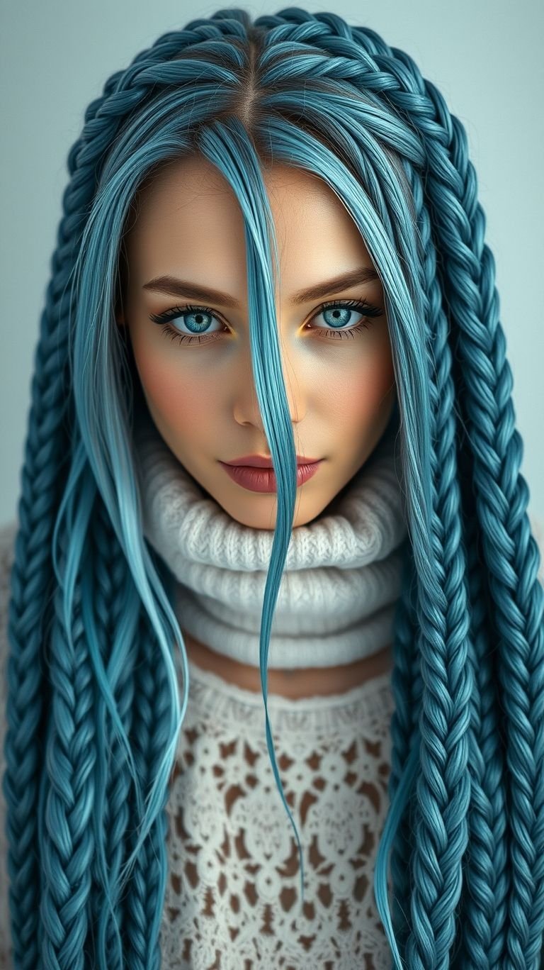 Dive into the chill zone with ice blue braids! A fresh and daring hue that keeps your style cool, confident, and on point.