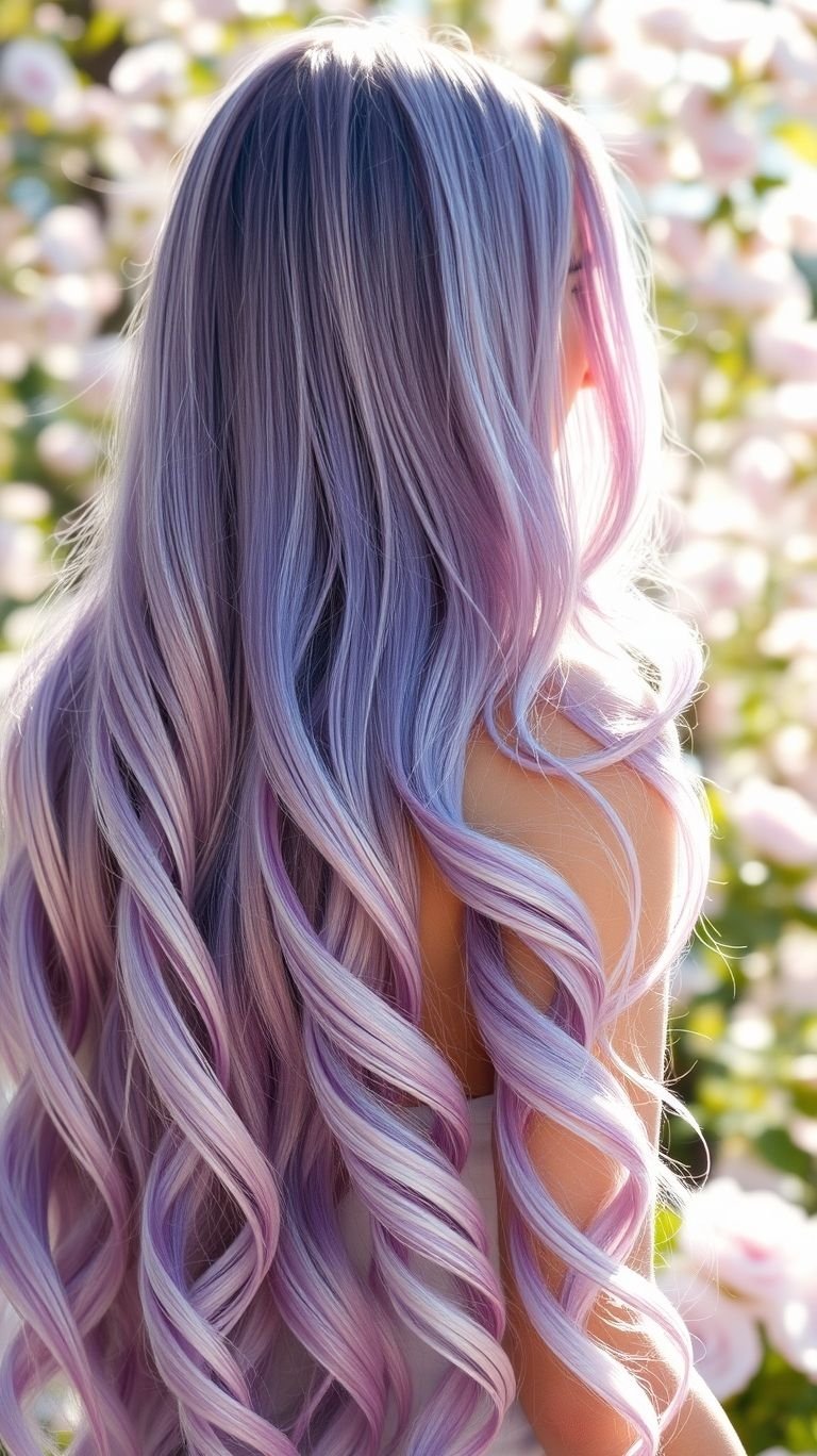 Hair Color Inspirations: 100+ Daring Must-Have Shades That Shine | Pocoko Turn heads and spark compliments with lavender long hair! A shade that’s just as daring as it is delightful.