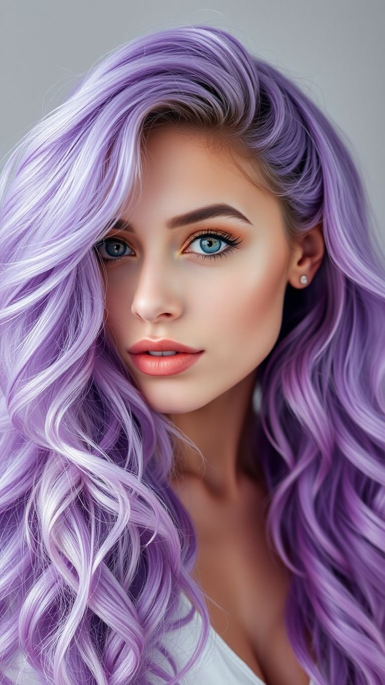 Hair Color Inspirations: 100+ Daring Must-Have Shades That Shine | Pocoko Elevate your look with lavender long hair! A pastel powerhouse that’s perfect for expressing your creative side.