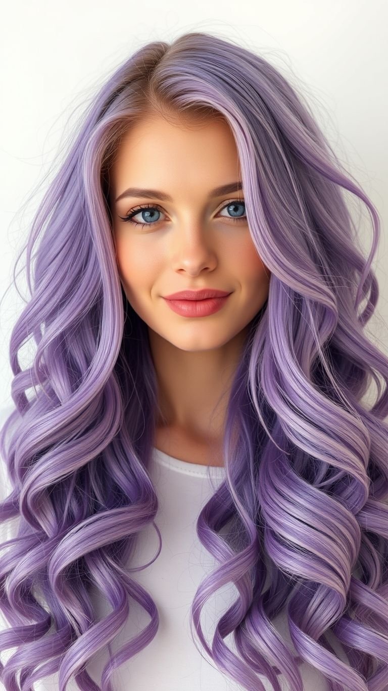 Hair Color Inspirations: 100+ Daring Must-Have Shades That Shine | Pocoko Bold yet serene, lavender long hair is the style staple you didn’t know you needed. Perfectly chic, perfectly you!