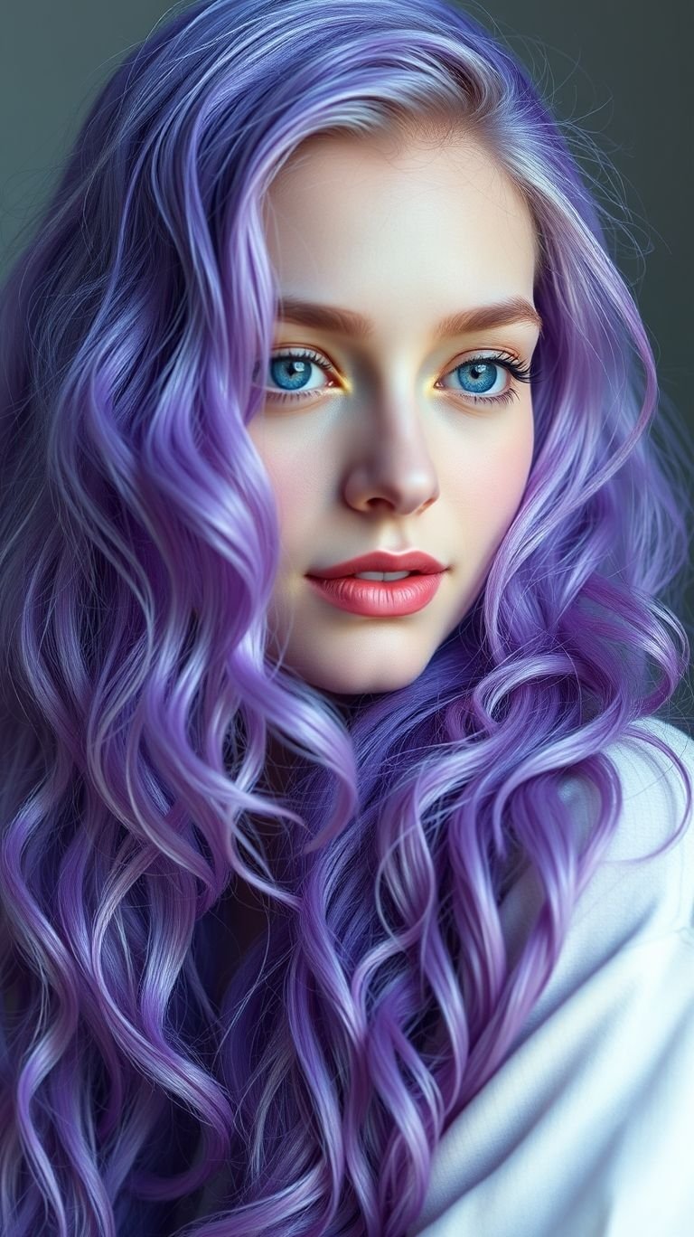 Hair Color Inspirations: 100+ Daring Must-Have Shades That Shine | Pocoko Dare to dream with lavender long hair! A pastel wonder that’s calm, cool, and always captivating.