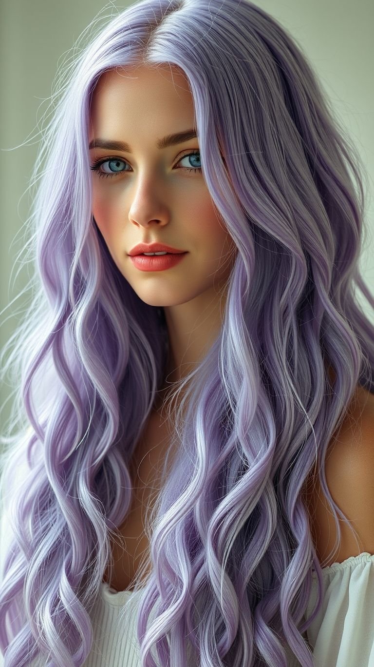 Hair Color Inspirations: 100+ Daring Must-Have Shades That Shine | Pocoko Long hair meets lavender perfection! A color that’s effortlessly chic with a touch of mystical charm.