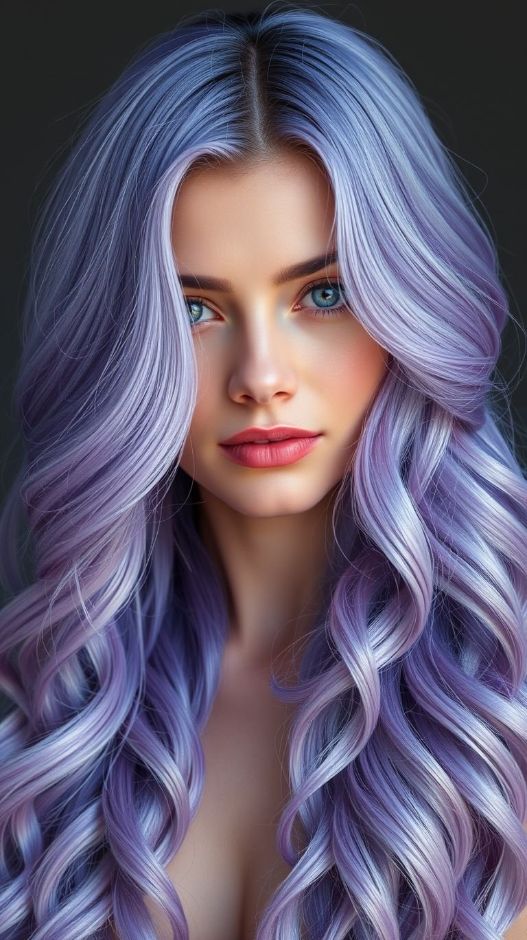 Hair Color Inspirations: 100+ Daring Must-Have Shades That Shine | Pocoko Lavender long hair: because why settle for ordinary when you can have extraordinary? A color as calming as it is stunning.