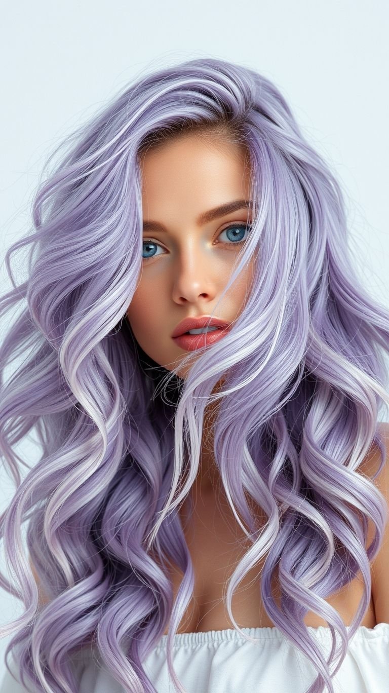 Hair Color Inspirations: 100+ Daring Must-Have Shades That Shine | Pocoko Let your hair bloom with lavender tones! Long, luscious locks that bring a fresh and enchanting vibe to your style.