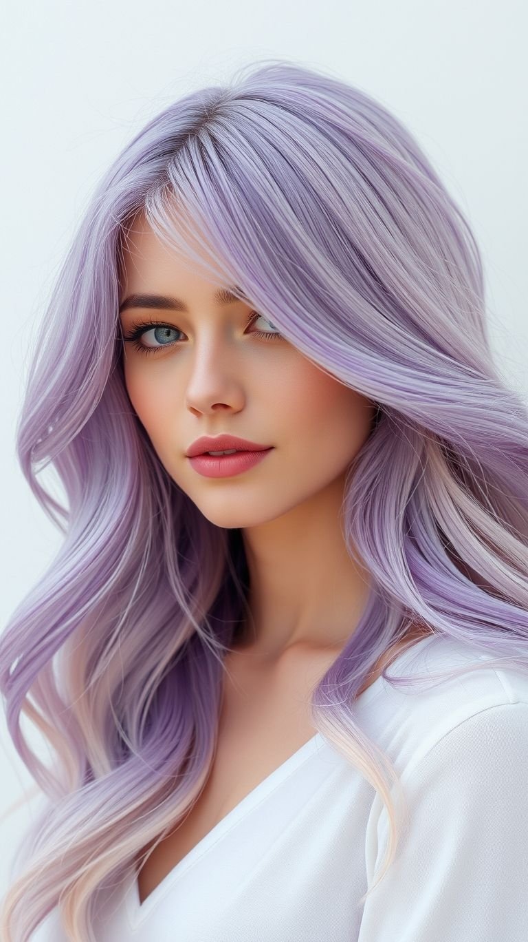 Hair Color Inspirations: 100+ Daring Must-Have Shades That Shine | Pocoko Lavender long hair is pure magic—light, airy, and impossibly beautiful. A pastel dream come to life!